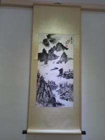 日本回流书画字画唐大康国画《白云出岫》808