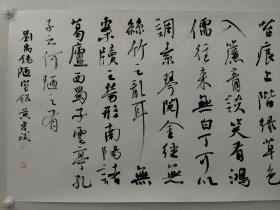 保真书画，湖北名家，黄孝斌书法佳作一幅，纸本托片，带作者合影，尺寸70×139cm。黄孝斌，湖北书法名家，荆州市书协副主席，监利市书协主席，湖北书法院研究员，湖北书协草书委员会委员。