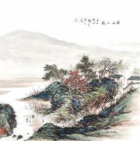 谢佩新，1962年生于江苏南通。1988年毕业于南京艺术学院美术系中国画专业，师承尤无曲、陈大羽、保彬、陈显铭等先生，从事意笔书画的研究。现为江苏省美术家协会山水画艺，委会委员，林散之艺术研究院副院长，省收藏家协会书画院执行院长、省至美青少年书画研究中心副理事长、中国国际书画艺术研究会理事、江苏省炎黄书画研究院书画家、尤无曲艺术馆研究员、南京书画院特聘书画家。山水一幅69x69纸本托片。保真包退。