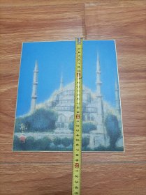 日本回流 日本国宝级画师平山郁夫 画芯，日本制矿物颜料岩彩画 复制品