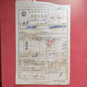 1959年济南铁路管理局。管内包裹票