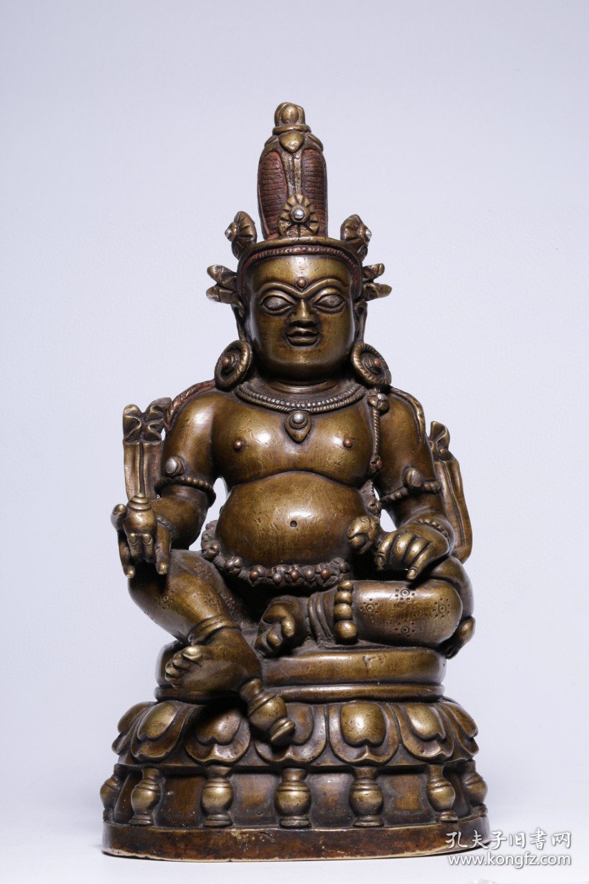 清合金铜嵌银黄财神坐像