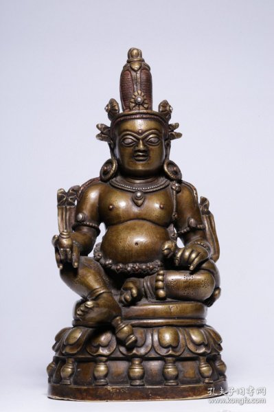 清合金铜嵌银黄财神坐像
