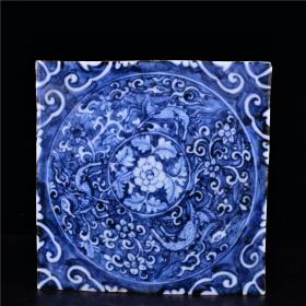 元青花麒麟牡丹纹壁砖古董古玩古瓷器文玩艺术收藏品