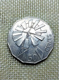 澳大利亚50分白铜币 2002年多边形白铜币 风车 异形币 极美品 dyz0038