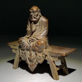 古玩铜器杂项收藏 铜板凳达摩佛像家居摆件