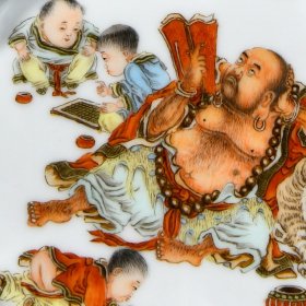 清道光珐琅彩五子闹罗汉人物纹笔洗3/18厘米