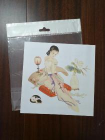 仕女宠猫大型薄膜贴画 水移画