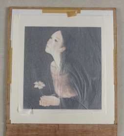 高桥潮铜版画作品《白花》