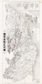 0584古地图1898 台湾-台南县管内全图 。纸本大小76.96*152.81厘米，宣纸复制品