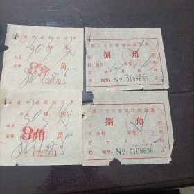 八十年代渡口市旅馆住宿发票四张合售