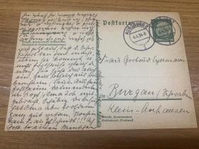 德意志第三帝国1934年，前总统保罗·冯·兴登堡明信片，盖奥格斯堡邮戳