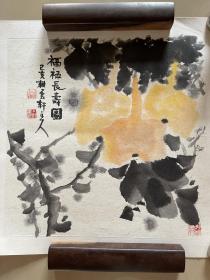 花鸟画国画水墨花卉字画书画作品斗方纯手绘有章款福禄长寿图自鉴不详