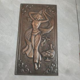 老青铜浮雕挂画:  东方美人  捷克东方美人纪念品钛镁联合企业 50*27厘米。