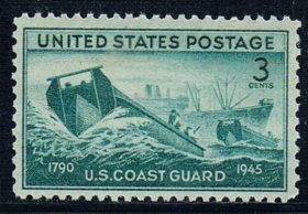 美国1945年 二战纪念：美国海岸警卫船 1全 雕刻版