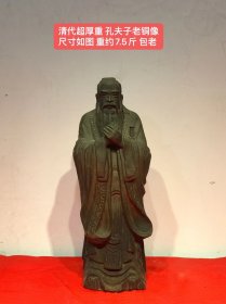 清代超厚重 孔夫子老铜像 尺寸如图 重约7.5斤 包老