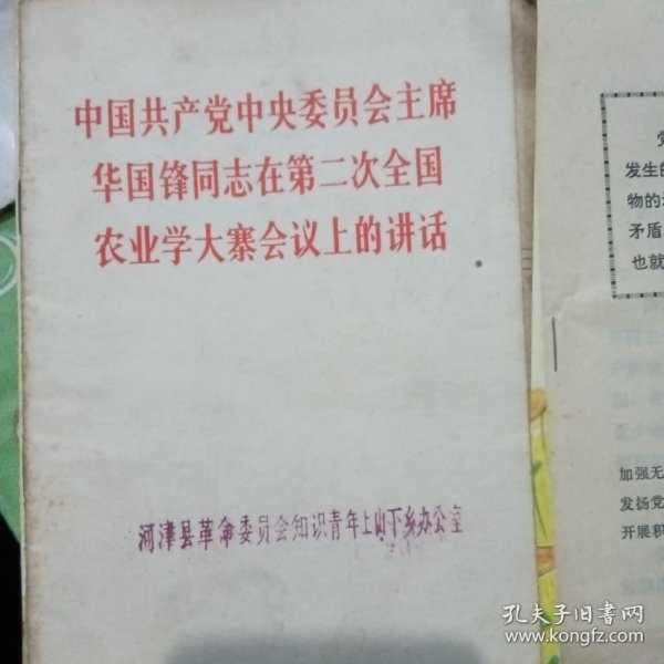 中国共产党中央委员会主席华国锋同志在第二次全国农业学大寨会议上的讲话