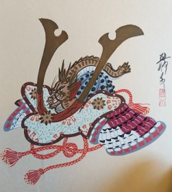 龙甲兜 纯手绘 日本回流精品色卡 长27cm宽24Cm。画功佳。