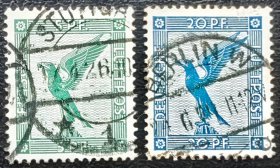 2-91#，德国1926年航空邮票2枚信销，2015斯科特目录3.2美元。