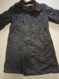 老皮棉大衣 长身皮毛棉袄 袖口衣襟自然磨损