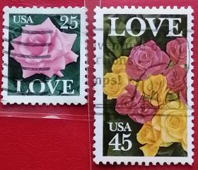 袁袁收藏美国邮票 1988 love 爱 2全信销