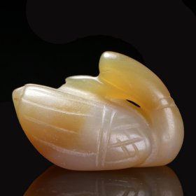 老玛瑙鹅如意手把件，5.5×3.4㎝，重63.5克