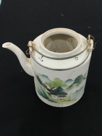 清末民国老提梁壶，钜瓷钜钉修补