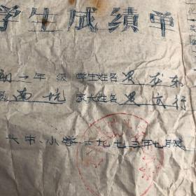 1973年 宁都县城头中小学 学生成绩单