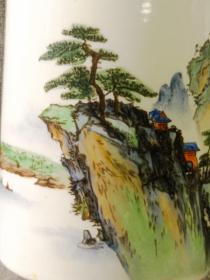 #23030802,1963年荣获路局63.8红旗奖手绘山水茶杯,兖机,品如图。