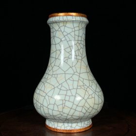 哥窑包口瓶，高21.5直径13cm