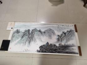 常州市著名书画家章晓都《峡江春色》山水画一张