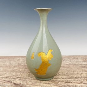 宋汝窑描金玉壶春瓶 高28.5厘米直径15厘米