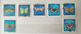 蒙古邮票 1986年  蝴蝶   7枚 盖销