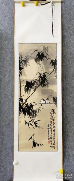 河北省著名画家林月手绘花鸟挂轴