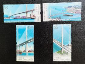 香港2009年昂船洲大桥邮票4全，全品