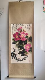 著名花鸟画家，首都师范大学教授，现任铁道部老年大学教授。【杨全意 花鸟国画作品一幅52x99】原装裱立轴！作品保真！干净漂亮无脏渍！