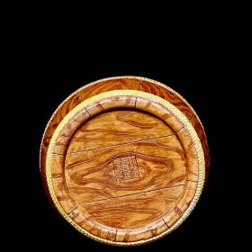 清乾隆仿生瓷木纹釉一桶天下;19x14厘米