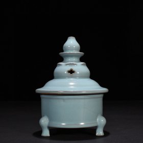 《精品放漏》汝窑天青釉熏炉——老窑瓷器收藏