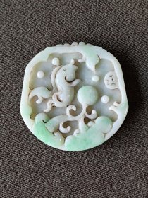 天然A翡翠雕富贵有余佩挂件