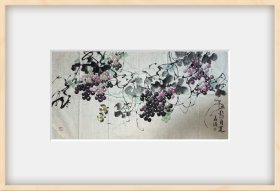 江苏省国画院名家马曙光作品 无题心自宽 葡萄小鸟图 约8平尺画心未裱 保真