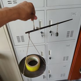 清末民初老铜盘称一个，铜秤砣