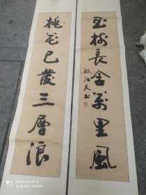 常州著名书法家(孙江天)对联，四尺整张