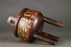 明 铜胎鎏金饕餮纹鼎式炉