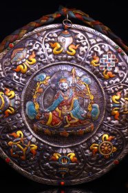 天铁纯手工敲打,錾刻,描彩唐卡,高41宽36.重约1500克…………