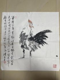 李清玉 鸡画 公鸡画 字画 纯手绘 国画 斗方 作品