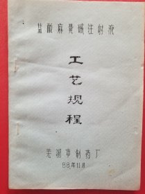 盐酸麻黄碱注射液工艺规程（芜湖市制药厂，1988年）