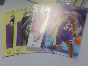 大嘴鳄鱼灌篮卡片4张合售Shaquille O'Neal、Mitch Richmond、Kobe Bryant、PhilJackson