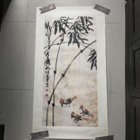 张建中竹鸟画。本店里的书画都是收购来的，买前请买者自已或请懂行者看明白，价格可以协商，你情我愿，买后不退，敬请理解，谢您光临小店。