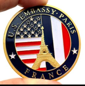 美国驻法。埃菲尔铁塔巴黎爱情镀金纪念币