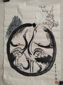 《3》水墨画一幅69cmx45cm  老画，回购画  古艺术手绘